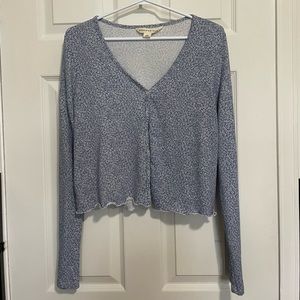 Blue and white flower button cardigan
